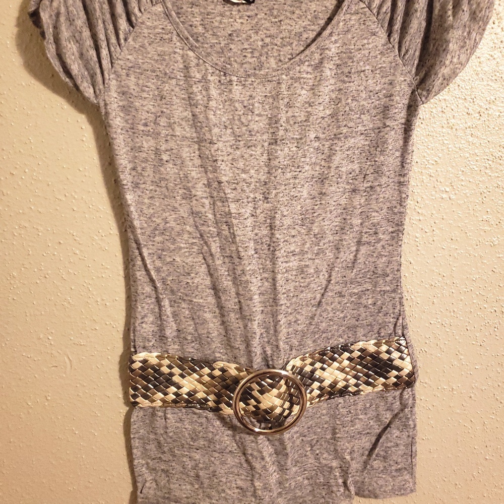 Tunic top with built-in belt